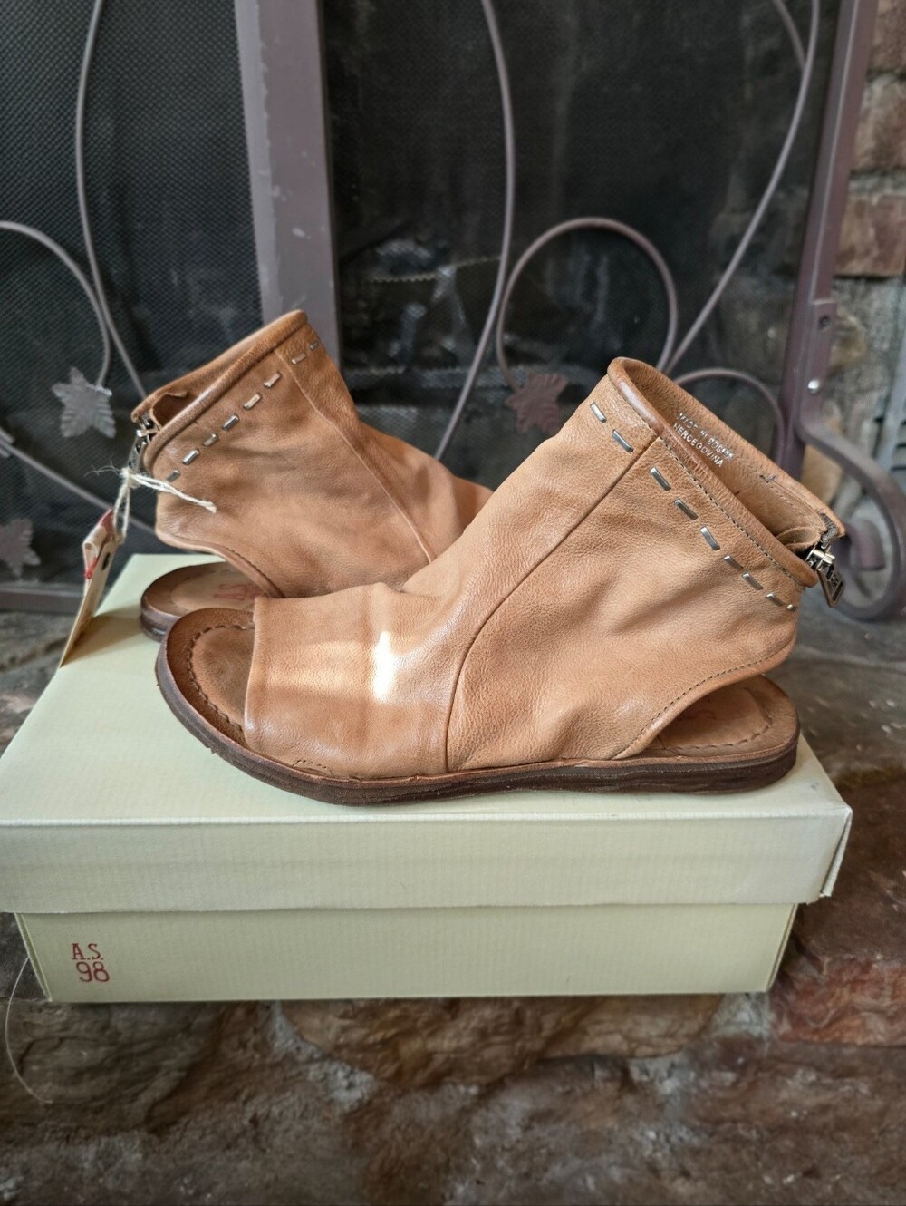 A.S.98 Rhodes Sandal In Camel Size 39